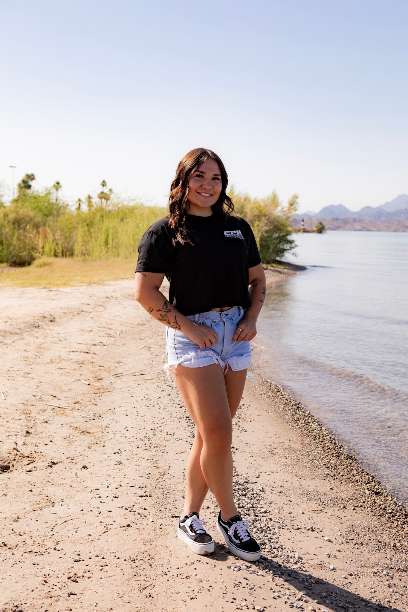 Epic lifestyle Black & Grey CHECKERED LOGO BLACK CROPPED T-SHIRT