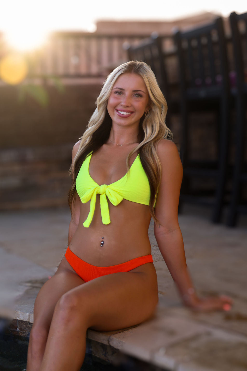 EPIC SWIMWEAR NEW STYLE TIE TOP NEON YELLOW