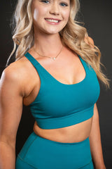 EPIC FIT WOMENS SPORTS BRA TEAL GREEN