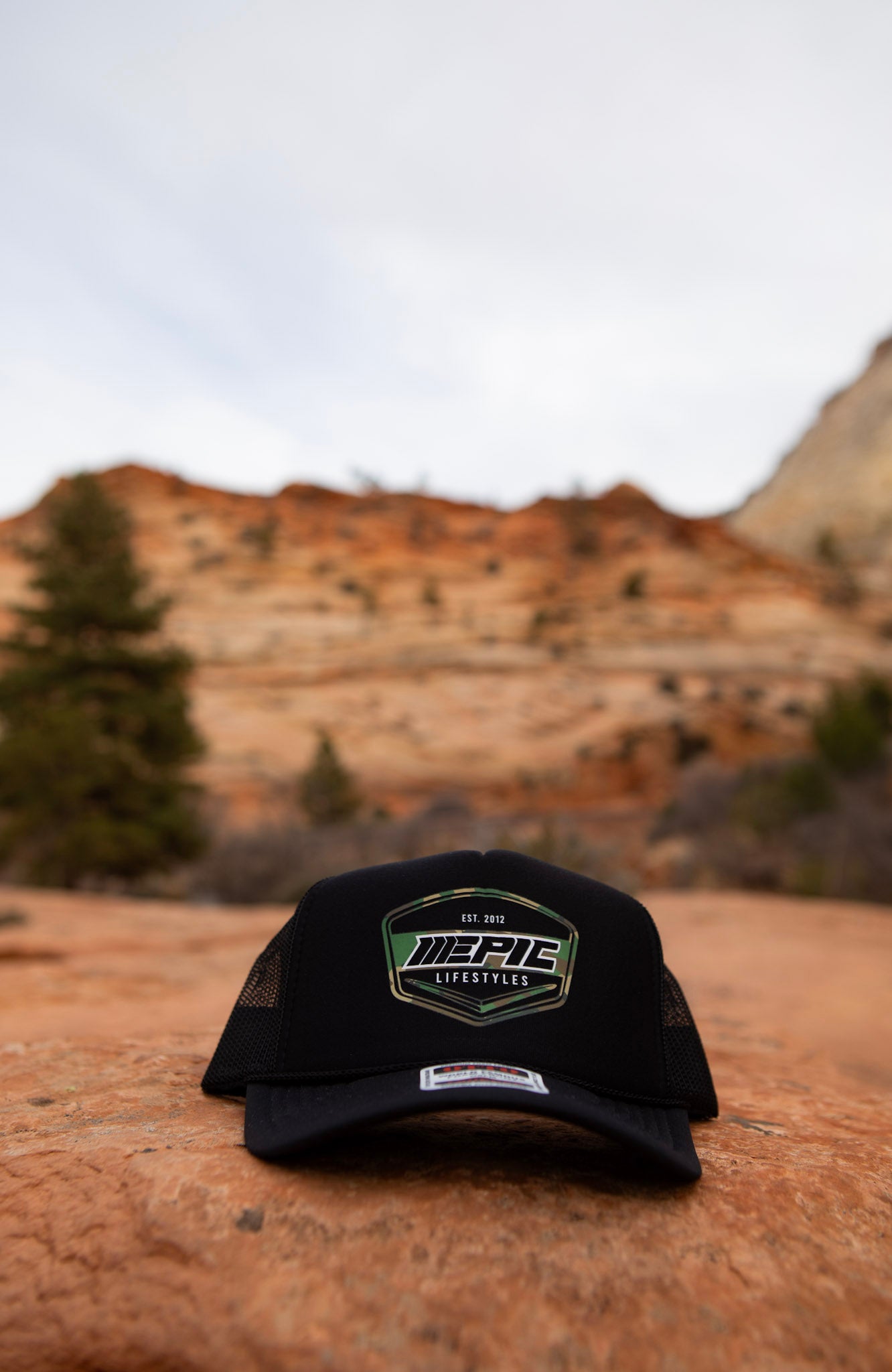 Epic Lifestyles Camo logo Black trucker hats