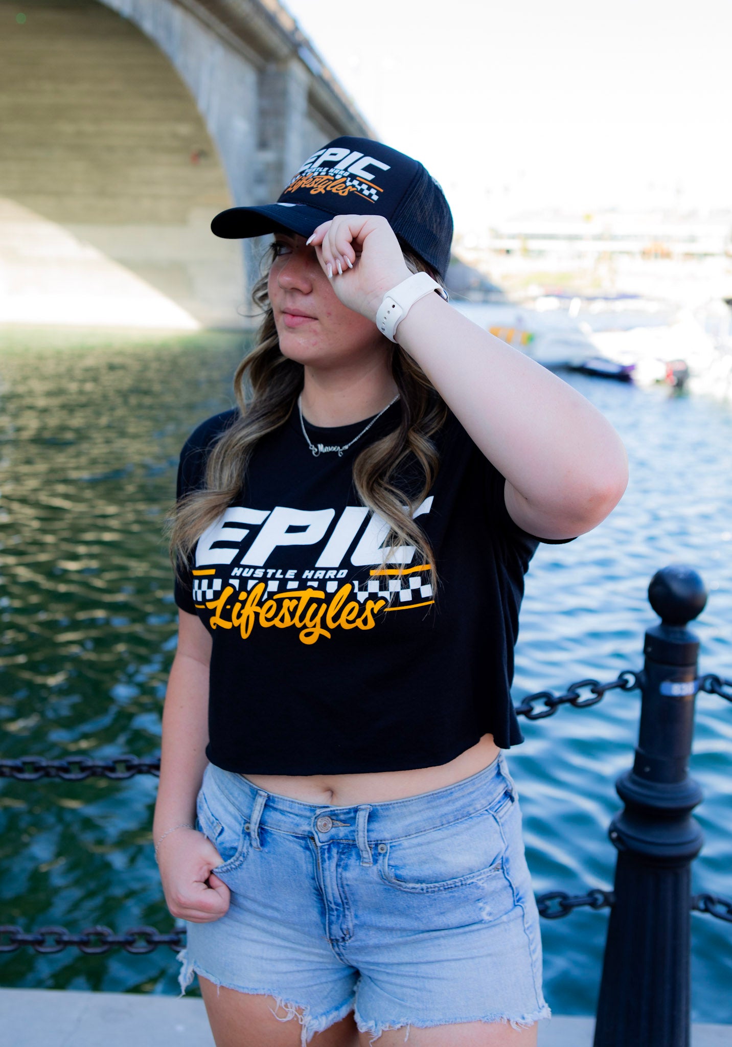 Epic Lifestyles trucker hats Black Checker logo