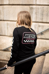 Epic Lifestyles Women's Black Checkers pink logo Long sleeve T-shirts