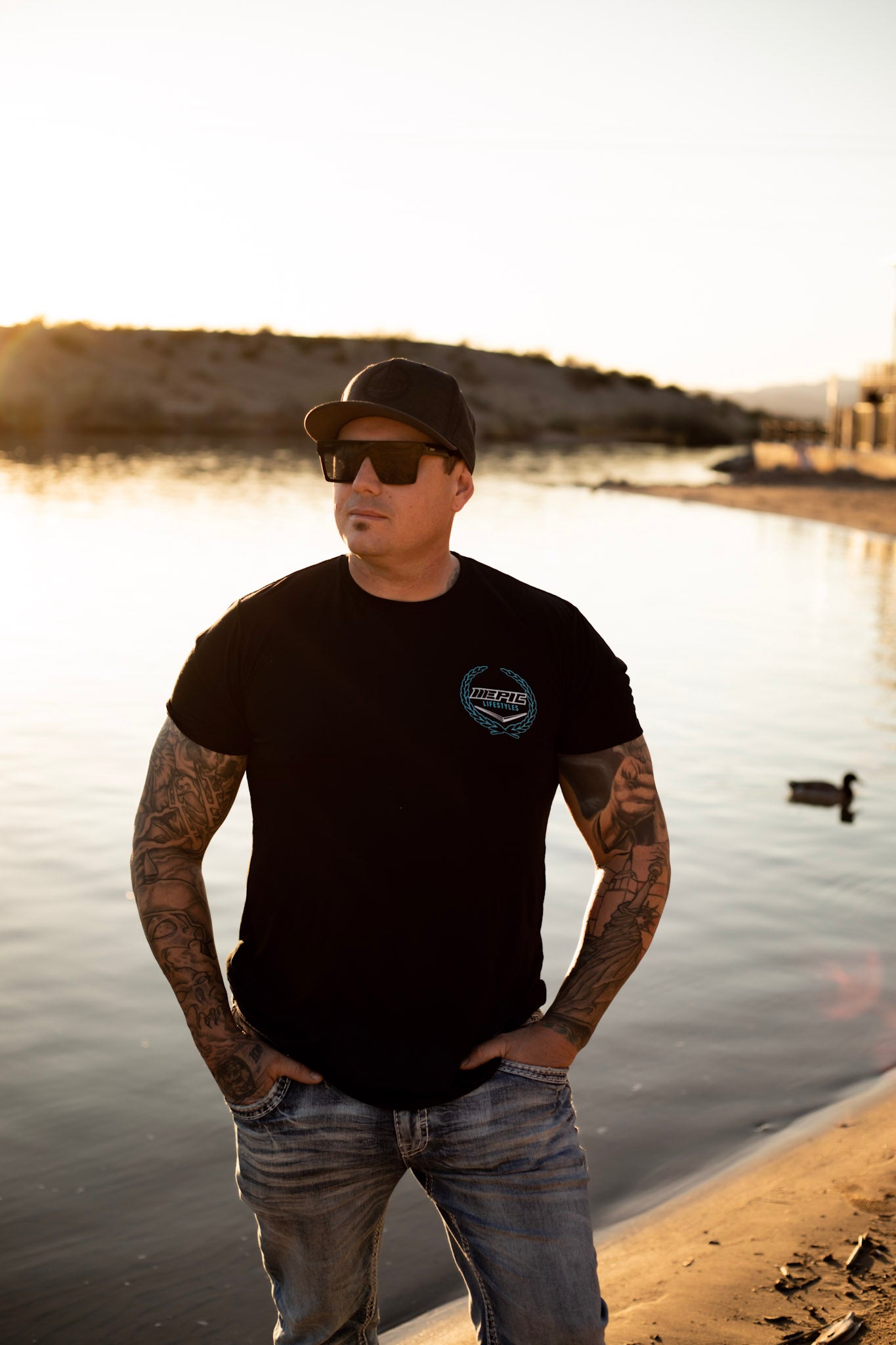 Epiclifestyles  Mens Black  T-shirt Lambo blue logo