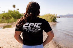 Epic lifestyle Black & Grey CHECKERED LOGO BLACK CROPPED T-SHIRT