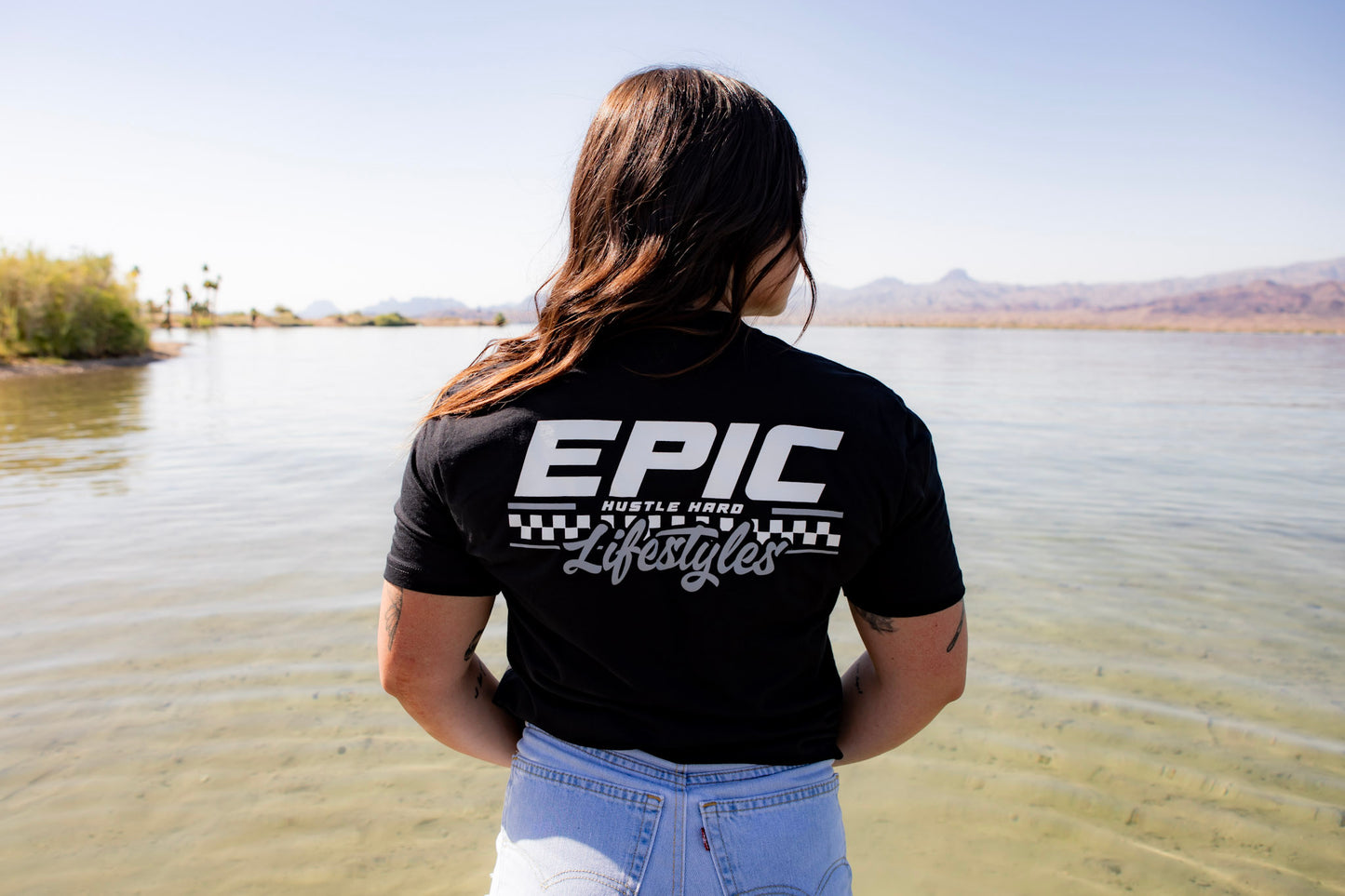 Epic lifestyle BLACK & GREY CHECKERED LOGO UNISEX T-SHIRTS