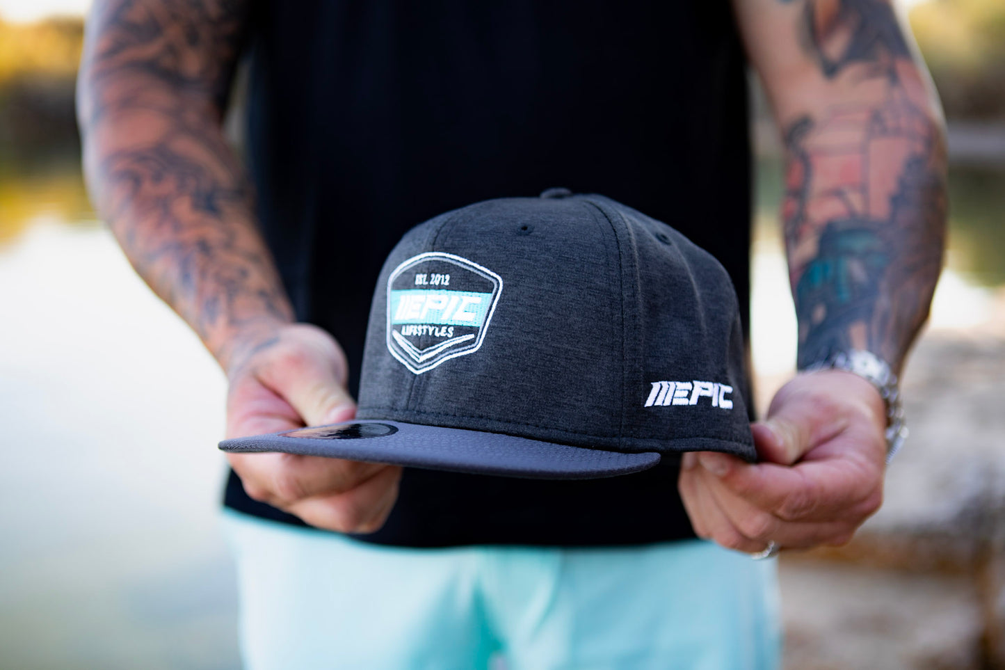 Epic Lifestyles Teal logo Men's Charcoal  Grey Embroidery Logo