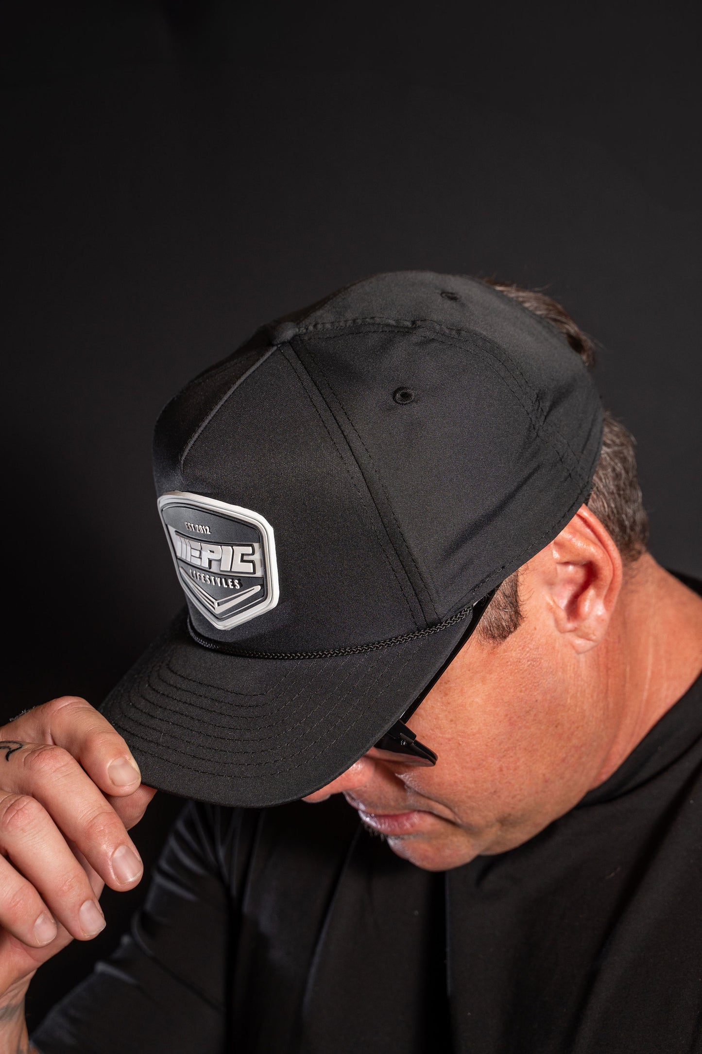 Epic Lifestyles Men's New Black Golf Hat Rubber patch