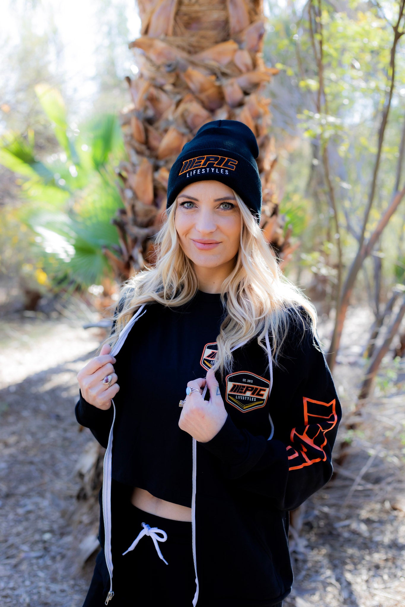 Epic Lifestyles  Beanies in Black Orange  logo