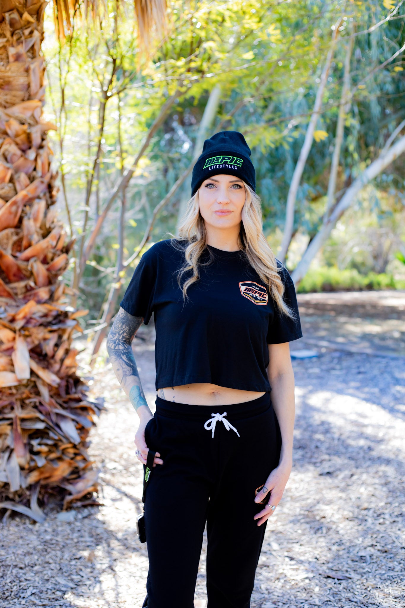 Epic Lifestyles  Beanies in Black Green logo