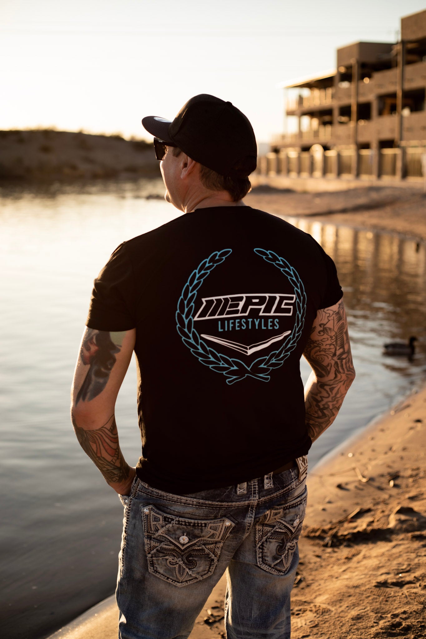 Epiclifestyles  Mens Black  T-shirt Lambo blue logo