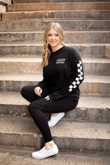 Epic Lifestyles Women's Black Checkers pink logo Long sleeve  T-shirts